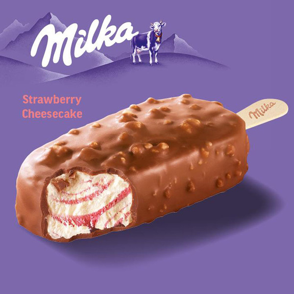 MILKA Strawberry Cheesecake Stieleis
